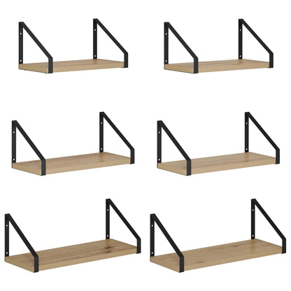 Wall Shelves 6 pcs Artisan Oak 40 x 16 x 15.5 cm