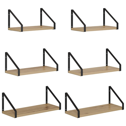 Wall Shelves 6 pcs Artisan Oak 40 x 16 x 15.5 cm
