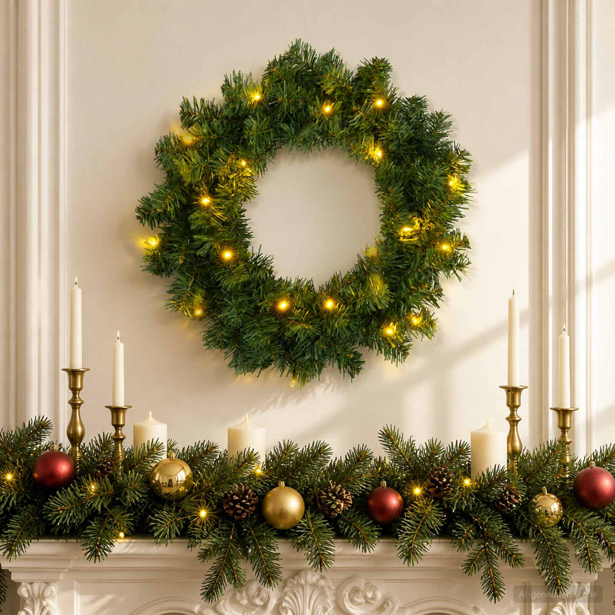 Christmas Wreath Green Ø 50 cm PVC 25 LEDs