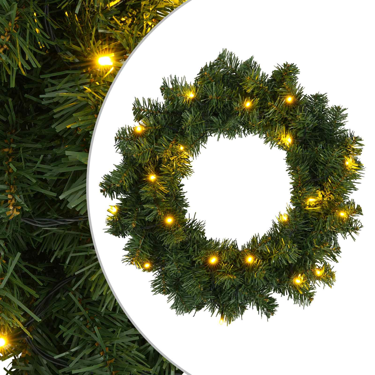 Christmas Wreath Green Ø 30 cm PVC 25 LEDs