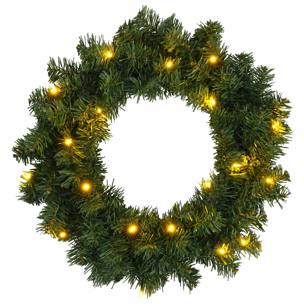 Christmas Wreath Green Ø 30 cm PVC 25 LEDs
