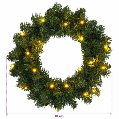 Christmas Wreath Green Ø 30 cm PVC 25 LEDs