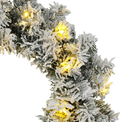 Christmas Wreath Green and White Ø 30 cm PVC 25 LEDs