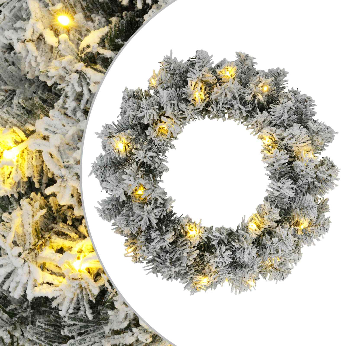 Christmas Wreath Green and White Ø 30 cm PVC 25 LEDs