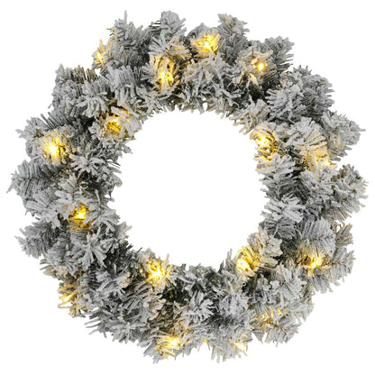 Christmas Wreath Green and White Ø 50 cm PVC 25 LEDs