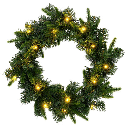 Christmas Wreath Green Ø 30 cm PVC and PE 25 LEDs