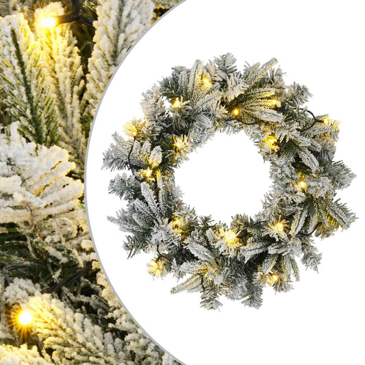 Christmas Wreath Green and White Ø 50 cm PVC and PE 25 LEDs