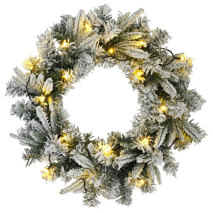 Christmas Wreath Green and White Ø 50 cm PVC and PE 25 LEDs