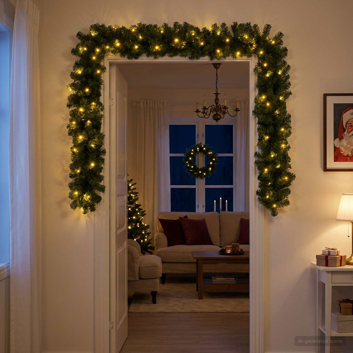 Christmas Garland Green 270 cm PVC 50 LEDs