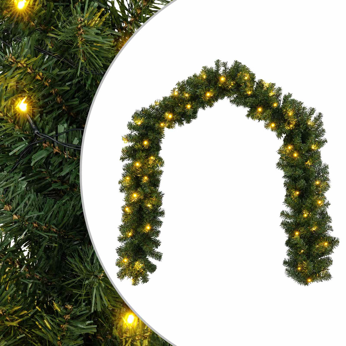 Christmas Garland Green 270 cm PVC 50 LEDs