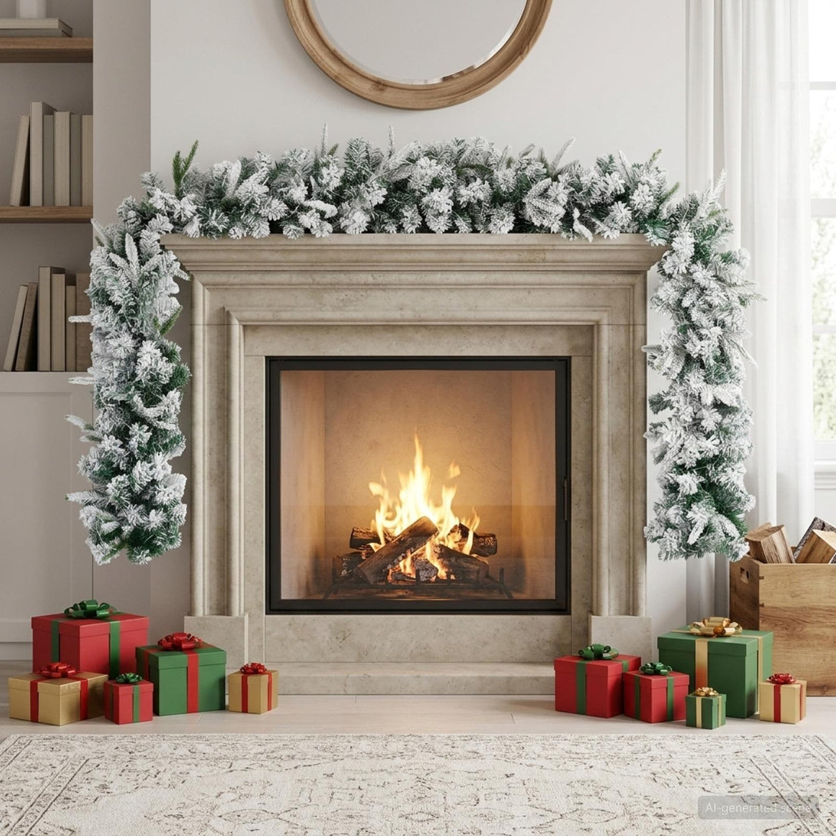 Christmas Garland Green and White 270 cm PVC and PE