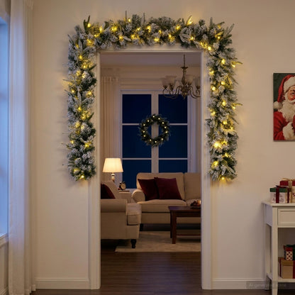 Christmas Garland Green and White 270 cm PVC and PE 50 LEDs