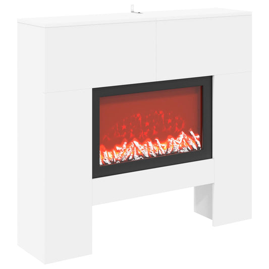 Electric Fireplace White 100 x 24.5 x 90 cm Engineered wood