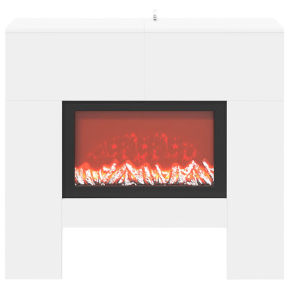 Electric Fireplace White 100 x 24.5 x 90 cm Engineered wood