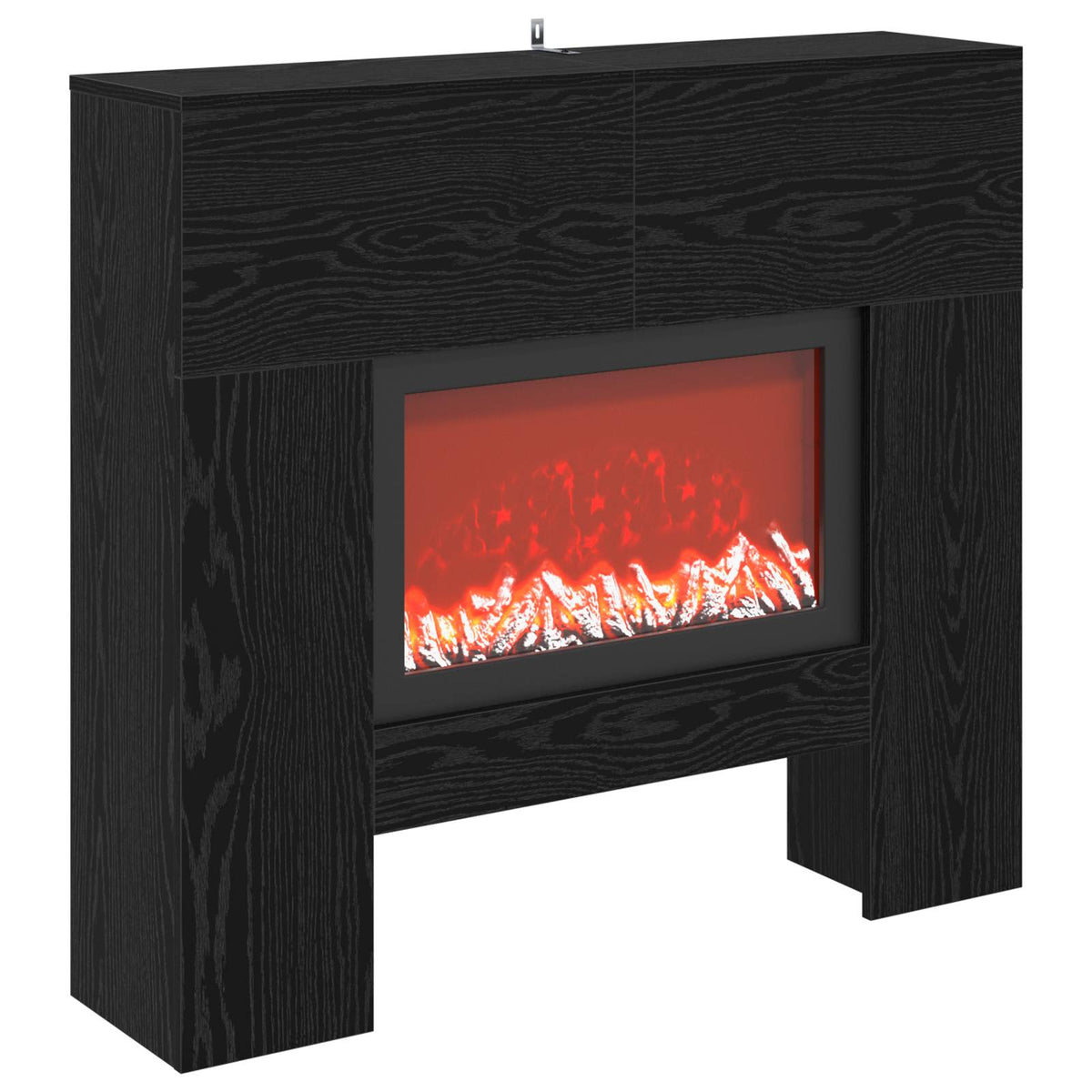 Electric Fireplace Black Oak 100 x 24.5 x 90 cm Engineered wood
