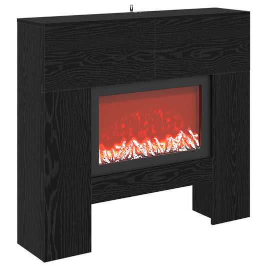 Electric Fireplace Black Oak 100 x 24.5 x 90 cm Engineered wood