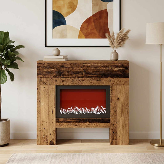 Electric Fireplace Old Wood 100 x 24.5 x 90 cm Engineered wood