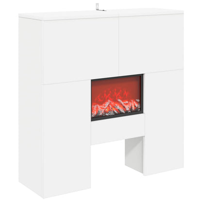 Electric Fireplace White 75 x 24.5 x 75 cm Engineered wood