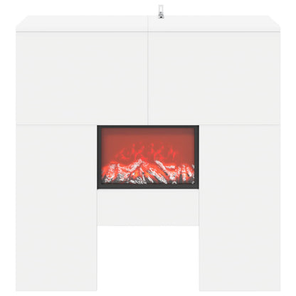 Electric Fireplace White 75 x 24.5 x 75 cm Engineered wood