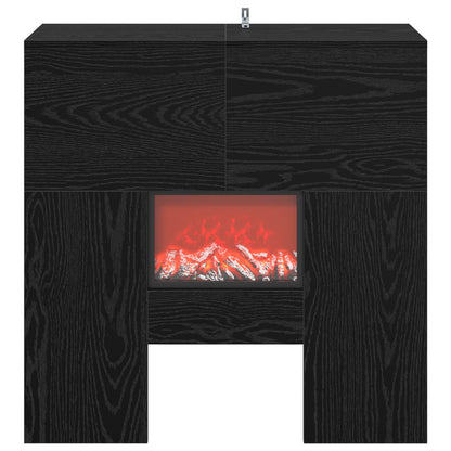 Electric Fireplace Black Oak 75 x 24.5 x 75 cm Engineered wood