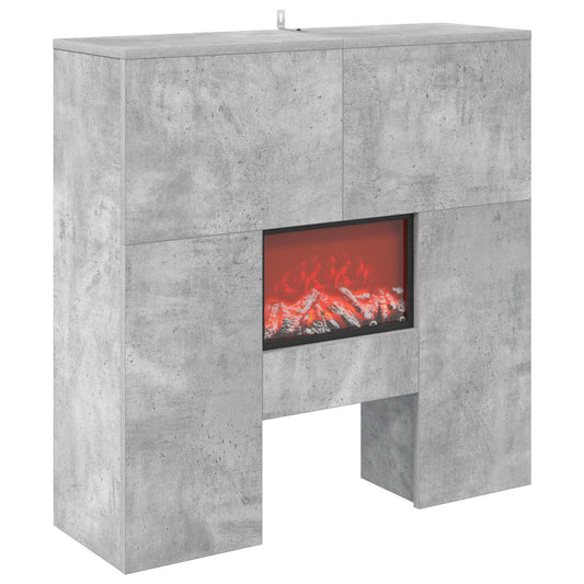 Electric Fireplace Concrete 75 x 24.5 x 75 cm Engineered wood