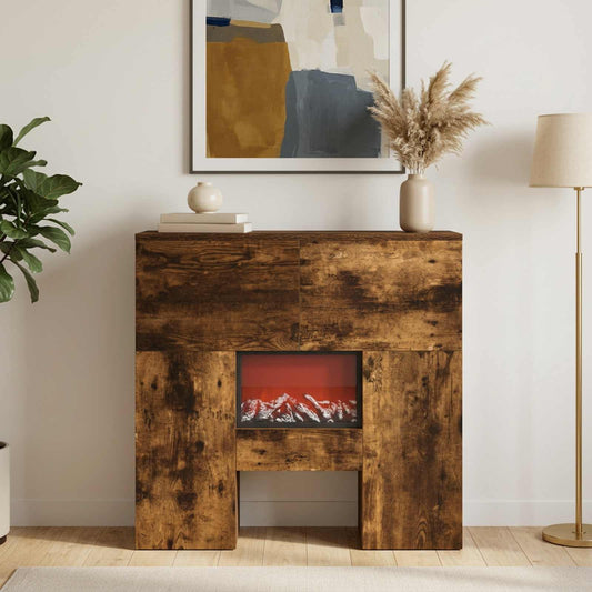 Electric Fireplace Smoked Oak 75 x 24.5 x 75 cm Engineered wood