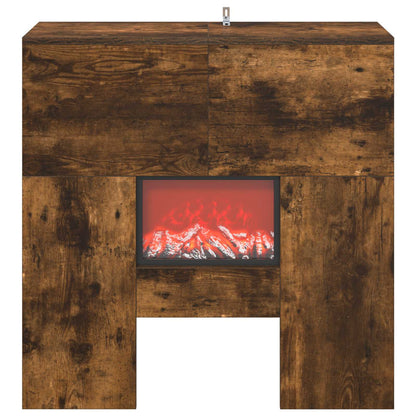 Electric Fireplace Smoked Oak 75 x 24.5 x 75 cm Engineered wood
