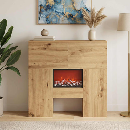 Electric Fireplace Artisan Oak 75 x 24.5 x 75 cm