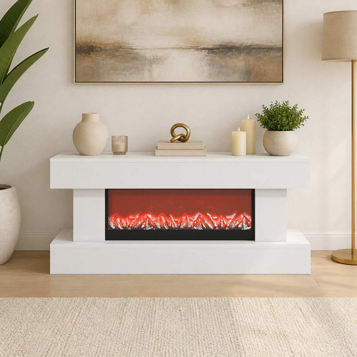 Electric Fireplace White 100 x 30 x 44 cm Engineered wood