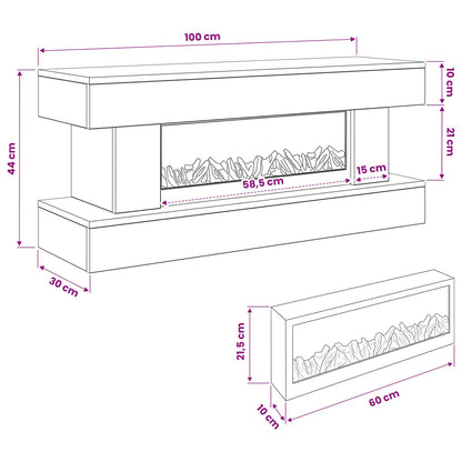 Electric Fireplace White 100 x 30 x 44 cm Engineered wood