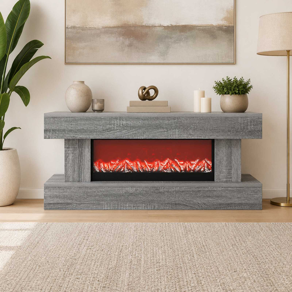 Electric Fireplace Grey Sonoma 100 x 30 x 44 cm Engineered wood