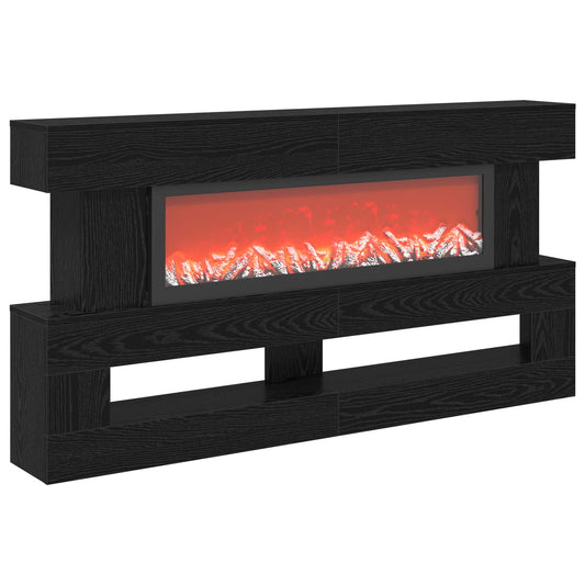 Electric Fireplace Black Oak 150 x 21 x 77 cm Engineered wood