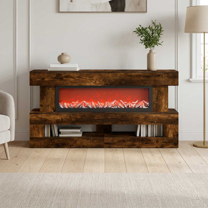 Electric Fireplace Smoked Oak 150 x 21 x 77 cm Engineered wood