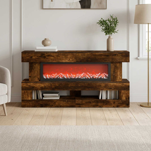 Electric Fireplace Smoked Oak 150 x 21 x 77 cm Engineered wood