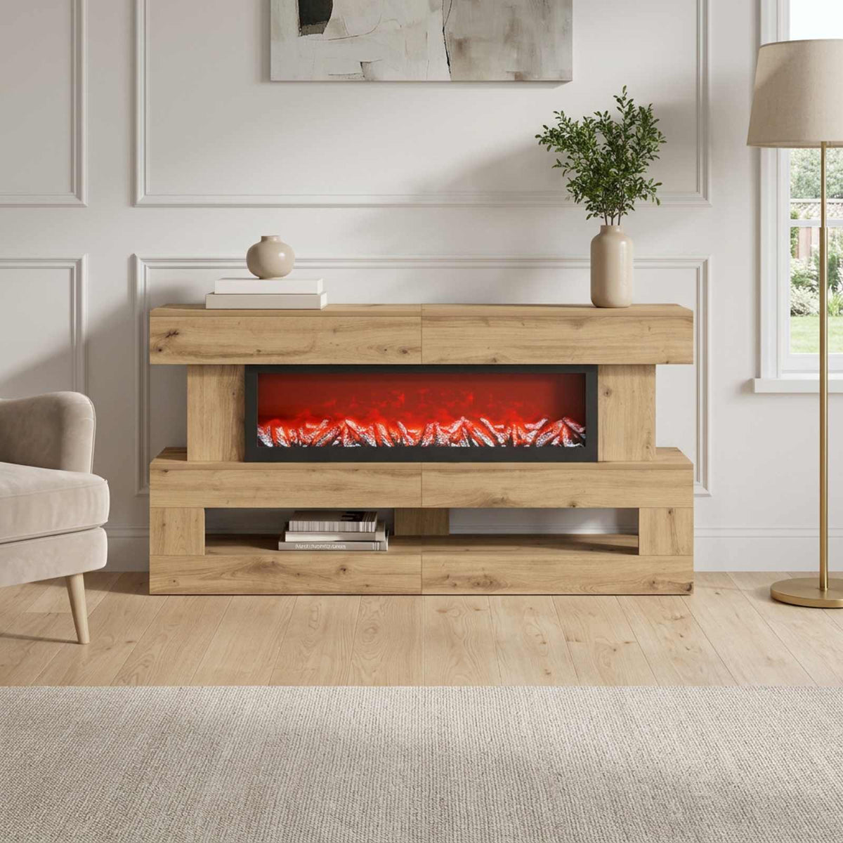Electric Fireplace Artisan Oak 150 x 21 x 77 cm Engineered wood