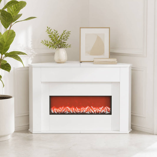 Fireplace with LED Strip White 95 x 42.5 x 60 cm