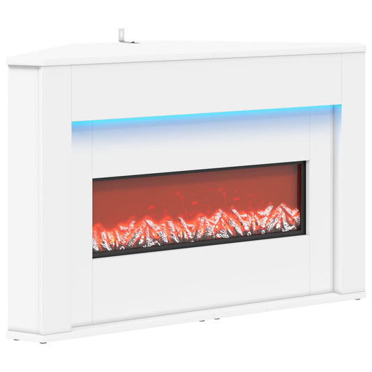 Fireplace with LED Strip White 95 x 42.5 x 60 cm