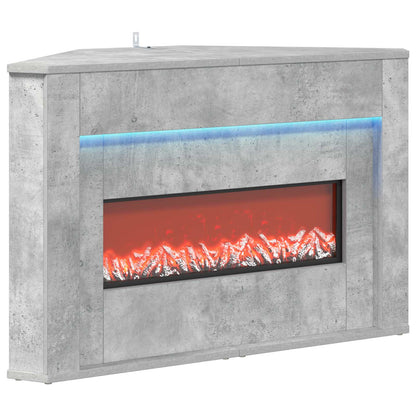 Fireplace with LED Strip Concrete 95 x 42.5 x 60 cm