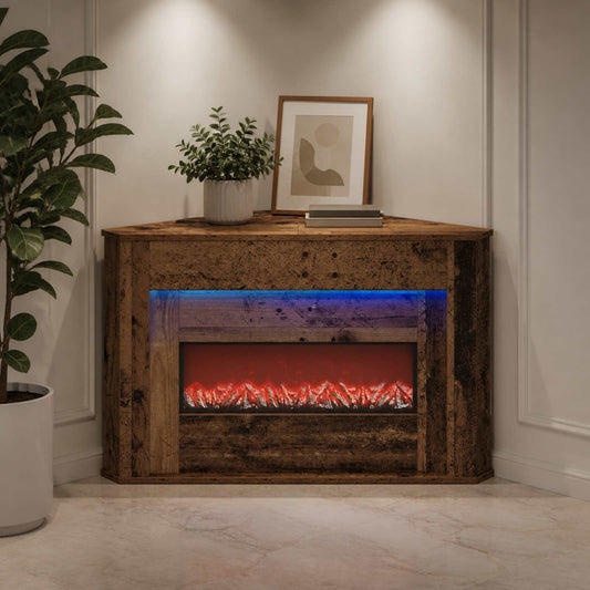 Fireplace with LED Strip Old Wood 95 x 42.5 x 60 cm