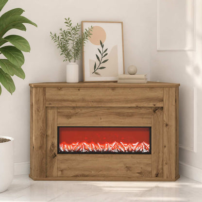 Fireplace with LED Strip Artisan Oak 95 x 42.5 x 60 cm