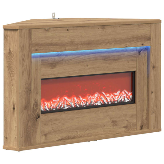 Fireplace with LED Strip Artisan Oak 95 x 42.5 x 60 cm
