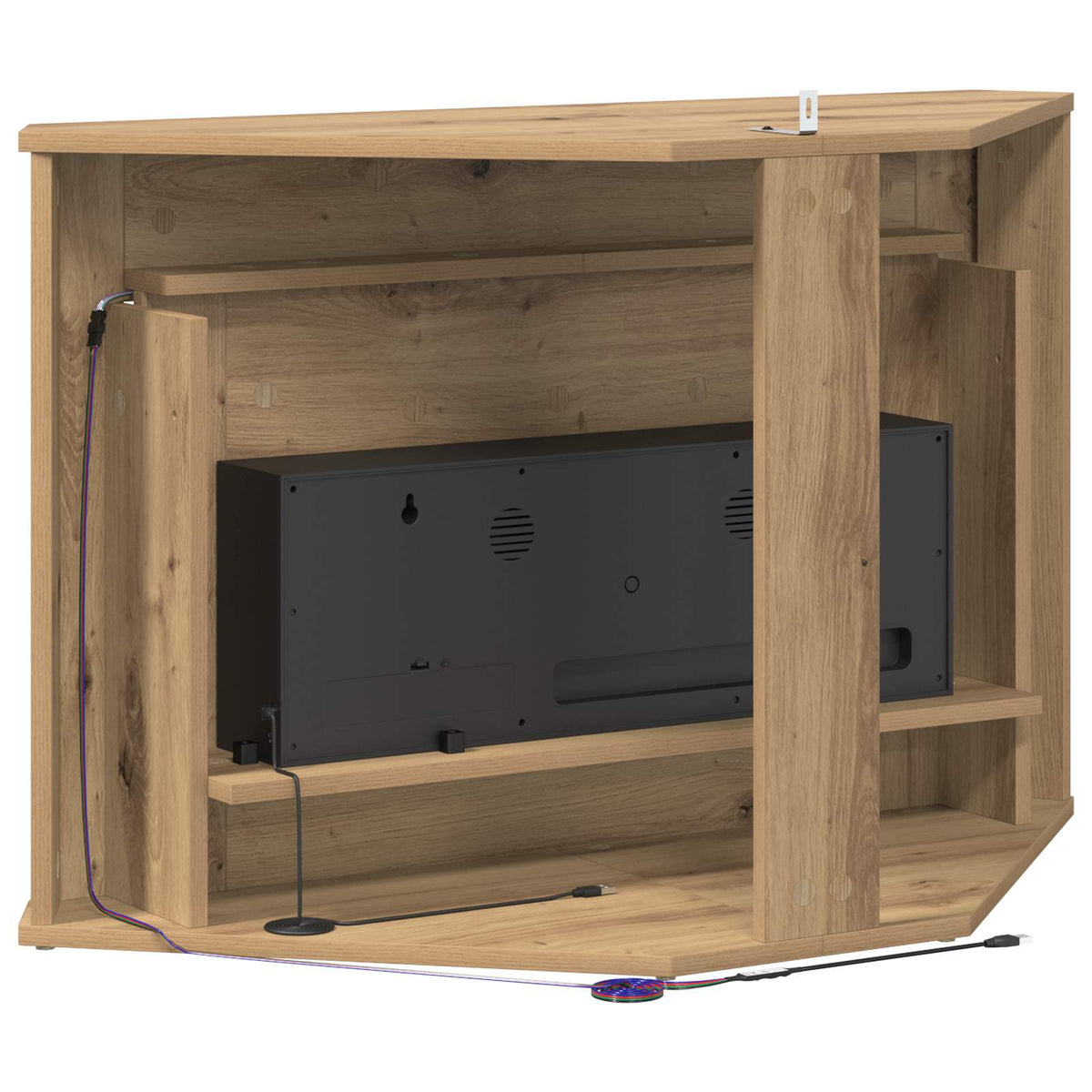 Fireplace with LED Strip Artisan Oak 95 x 42.5 x 60 cm