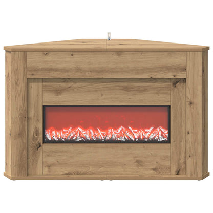 Fireplace with LED Strip Artisan Oak 95 x 42.5 x 60 cm