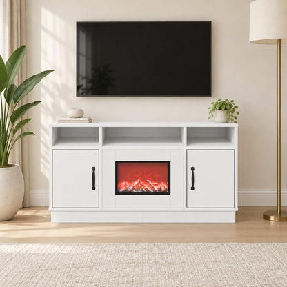 Electric Fireplace White 100 x 33 x 55 cm Engineered wood