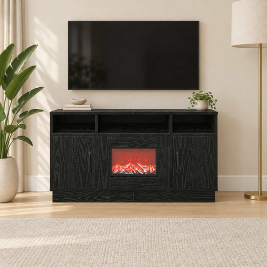 Electric Fireplace Black Oak 100 x 33 x 55 cm Engineered wood