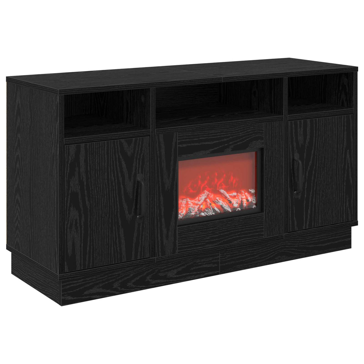 Electric Fireplace Black Oak 100 x 33 x 55 cm Engineered wood