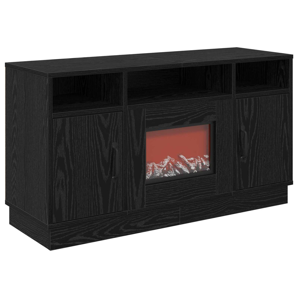 Electric Fireplace Black Oak 100 x 33 x 55 cm Engineered wood