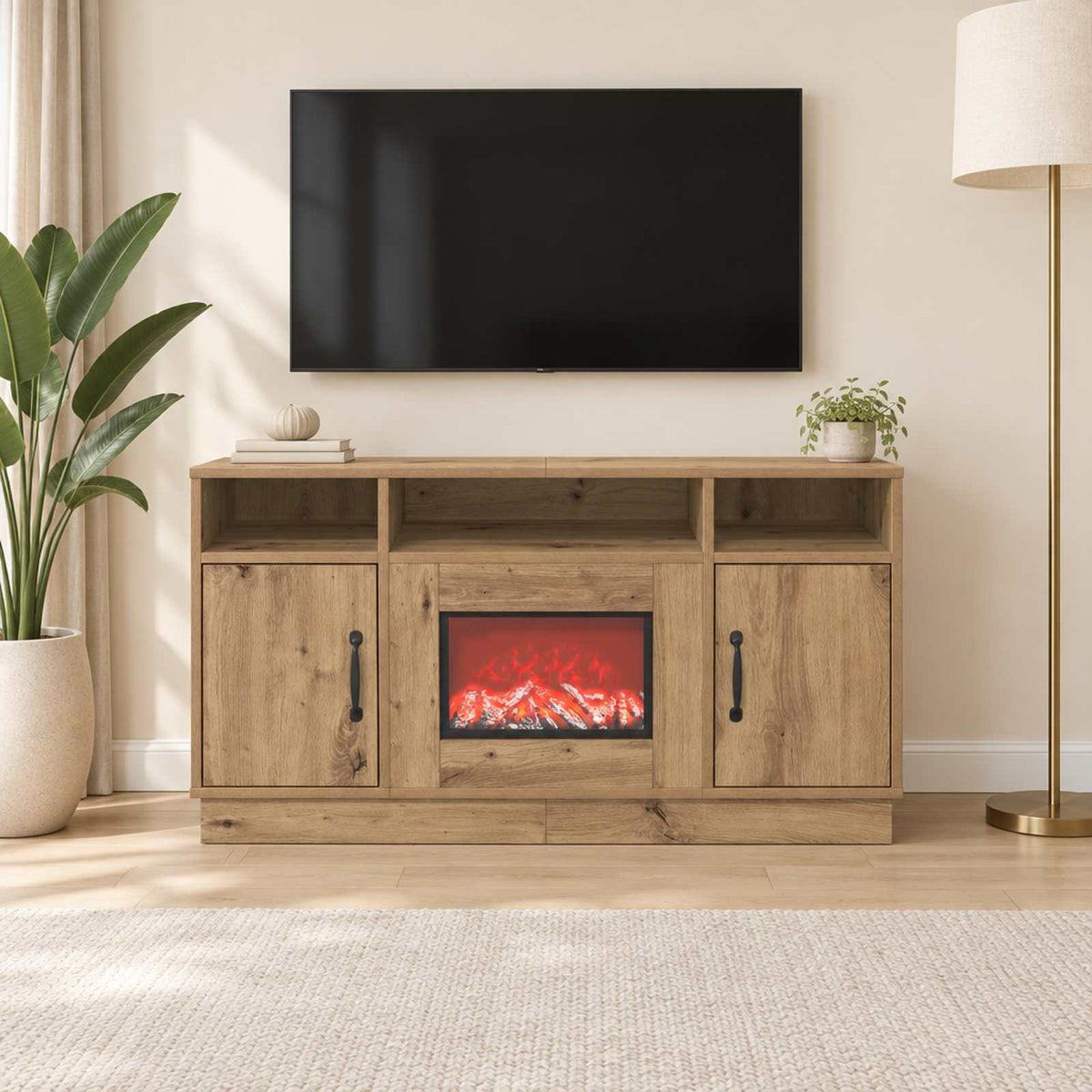 Electric Fireplace Artisan Oak 100 x 33 x 55 cm Engineered wood