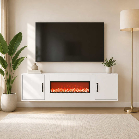 Electric Fireplace White 140.5 x 30 x 39 cm Engineered wood