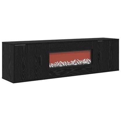 Electric Fireplace Black Oak 140.5 x 30 x 39 cm Engineered wood